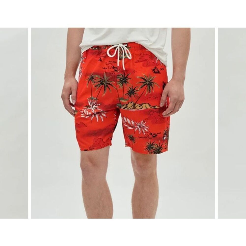 NWT Canada weather gear tropical, print, orange men’s swim trunks, XL